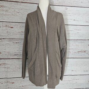Prana Open Front Cardigan | Brown Knit | Long Sleeve | Size Small